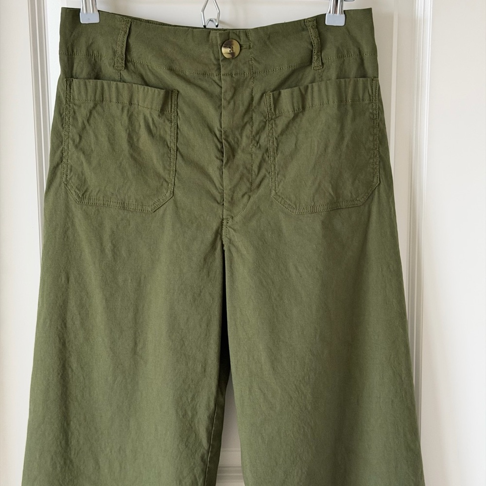Maeve The Colette Wide Leg Cropped Olive Green Stretch Pants-30/М - Picture 3 of 16